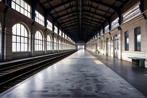 valores foto de vacío tren estación fotografía generado ai