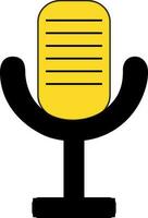 Black and yellow microphone in flat style. vector