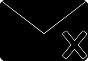 Email message delete in icon for multimedia concept in glyph style. vector