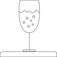 Ice cubes in black line art cocktail glass. vector