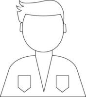 Character of waiter in black line art illustration. vector