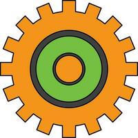Illustration of setting icon in color with stroke for multimedia concept. vector