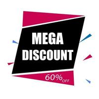 Text Mega Discount banner or poster design for 60 percent off percent offer. vector