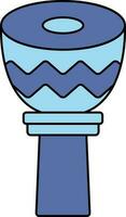 Vector Illustration of Djembe Drum In Blue Color.