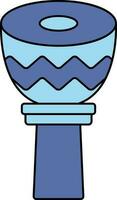 Vector Illustration of Djembe Drum In Blue Color.