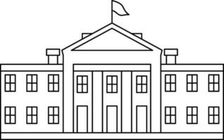 Black Line Art White House Icon in Flat Style. vector