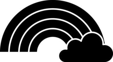 Rainbow With Cloud Icon In Black And White Color. vector