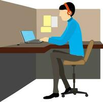 Flat interior design of workplace. vector