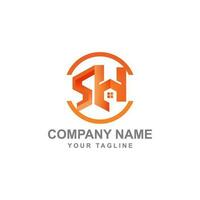 SH initial letters elegant logo, Initial Letter SH Logo Template Design Real Estate. vector