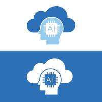Cloud Computing with AI Icon. Illustrates the concept of cloud computing and artificial intelligence. vector