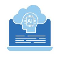 Cloud Computing with AI Icon. Illustrates the concept of cloud computing and artificial intelligence. vector