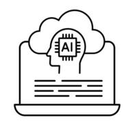 Cloud Computing with AI Icon. Illustrates the concept of cloud computing and artificial intelligence. vector