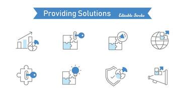 profesional resolución de problemas o Proporcionar soluciones íconos para tu siguiente proyecto o presentación. vector