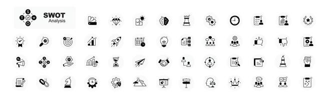 SWOT Analysis Icons Set for your projects. Vector Editable Stroke Icons