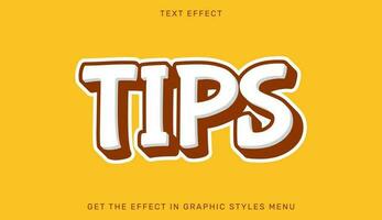 Tips editable text effect in 3d style. Text emblem for advertising, branding, business logo vector