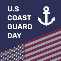 U.S. Coast Guard Day with United States flag in flat design vector