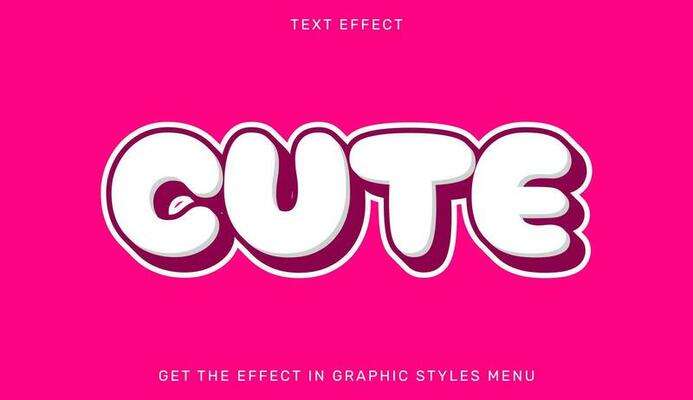Cute editable text effect in 3d style. Text emblem for advertising, branding, business logo
