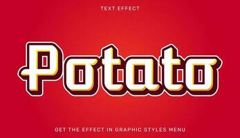 Potato editable text effect in 3d style. Text emblem for advertising, branding, business logo vector