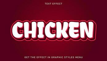 Chicken editable text effect in 3d style. Text emblem for advertising, branding, business logo vector