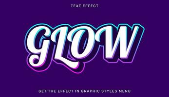 Glow editable text effect in 3d style. Text emblem for advertising, branding, business logo vector