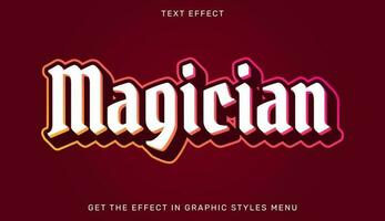 Magician editable text effect in 3d style. Text emblem for advertising, business logo and branding vector