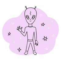 alien, ufo. Illustration for printing, backgrounds, covers and packaging. Image can be used for greeting cards, posters, stickers and textile. Isolated on white background. vector