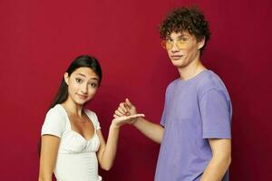 nice guy and girl hand gesture fun friendship Youth style photo