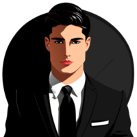 retrato de un hermoso joven hombre en un negro traje. generativo ai png