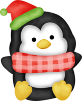 waterverf Kerstmis pinguïn. png
