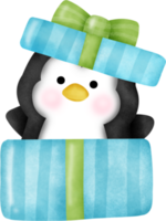 Watercolor christmas  penguin. png