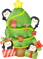 acuarela Navidad pingüino. png