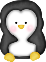 Watercolor christmas  penguin. png