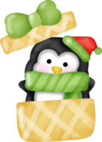 acuarela Navidad pingüino. png