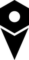 black and white icon of map pin in flat style. vector