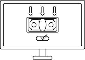 Money in desktop screen for online payment. vector