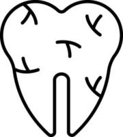 Flat Style Tooth Icon in Line Art. vector