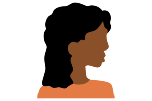 noir femme dessin animé avatar plat png