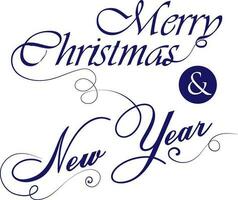 Merry christmas and new year text iin calligraphy font. vector