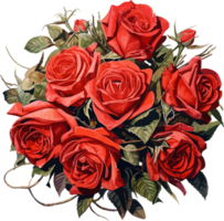 un ramo de flores de rojo rosas ai generativo imagen png