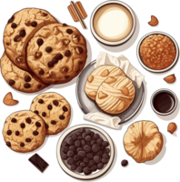 Chocolat puce biscuits illustration ai génératif image png