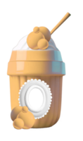 fofa gelo creme salão milkshake com quadro, Armação ai gerado png