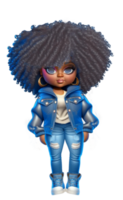 casual melanina niña azul pantalones ai generado personalizado ediciones png