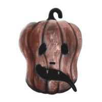 Horror pumpkin illustration, dark Halloween artwork, funny art png