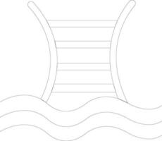 Black line art pool ladder on white background. vector