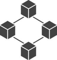 Blockchain Icon Or Symbol In Gray And White Color. vector