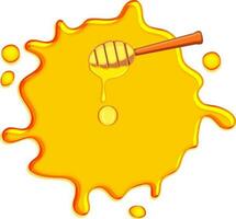 Honey dipper with yellow splash. vector