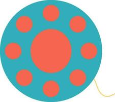 Dots decorated blue bobbin with thread. vector