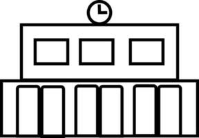 Railway station building with watch. vector