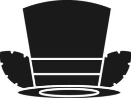 Top Hat With Feather Icon In Black and White Color. vector