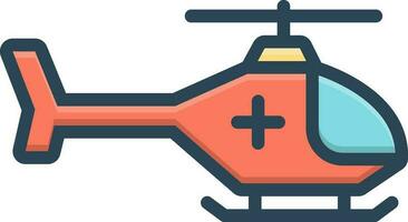 color icono para emergencia helicóptero vector